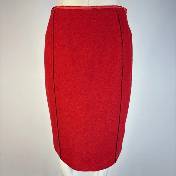 MaxMara Red 100% Virgin Wool Pencil Skirt M *Flaw - Picture 1 of 11